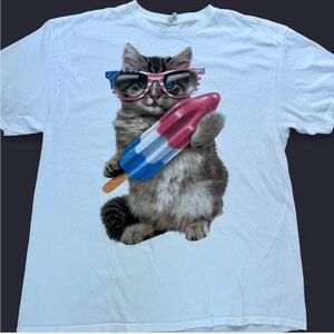 Bomb pop cat with sunglasses t-shirt 4th of July  popsicle graphic tee cat lover